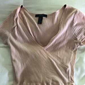 Figure flattering Light Pink Crop Top